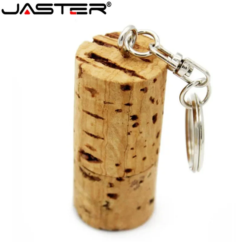 JASTER-unidad flash USB de corcho, pendrive de madera con logotipo personalizado, memoria extraíble, botella de Madera Suave, enchufe de 64GB 32GB, llavero Gratis, Regalo