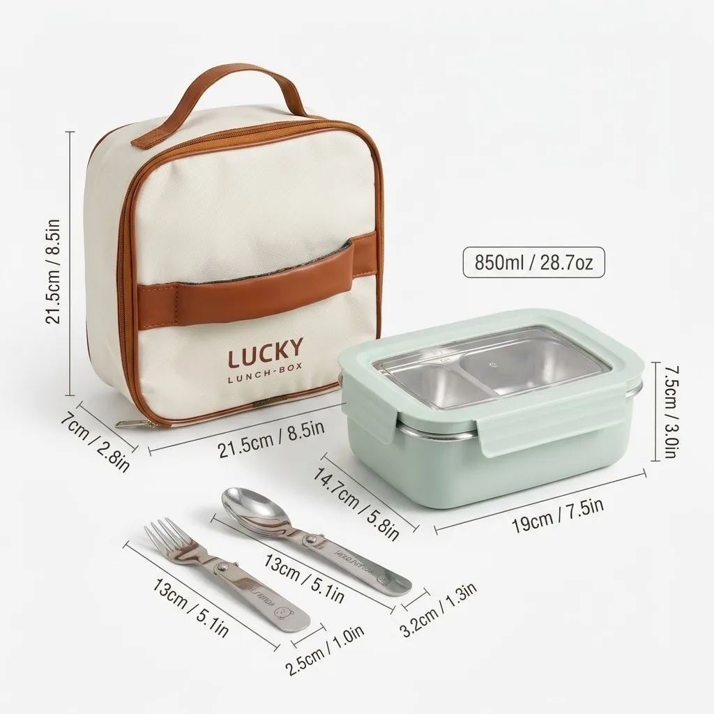 304 roestvrijstalen bento lunchbox voor kinderen en studenten, draagbare, afgesloten voedselcontainer voor fruitsalade met compartimenten, magnetronbestendig.