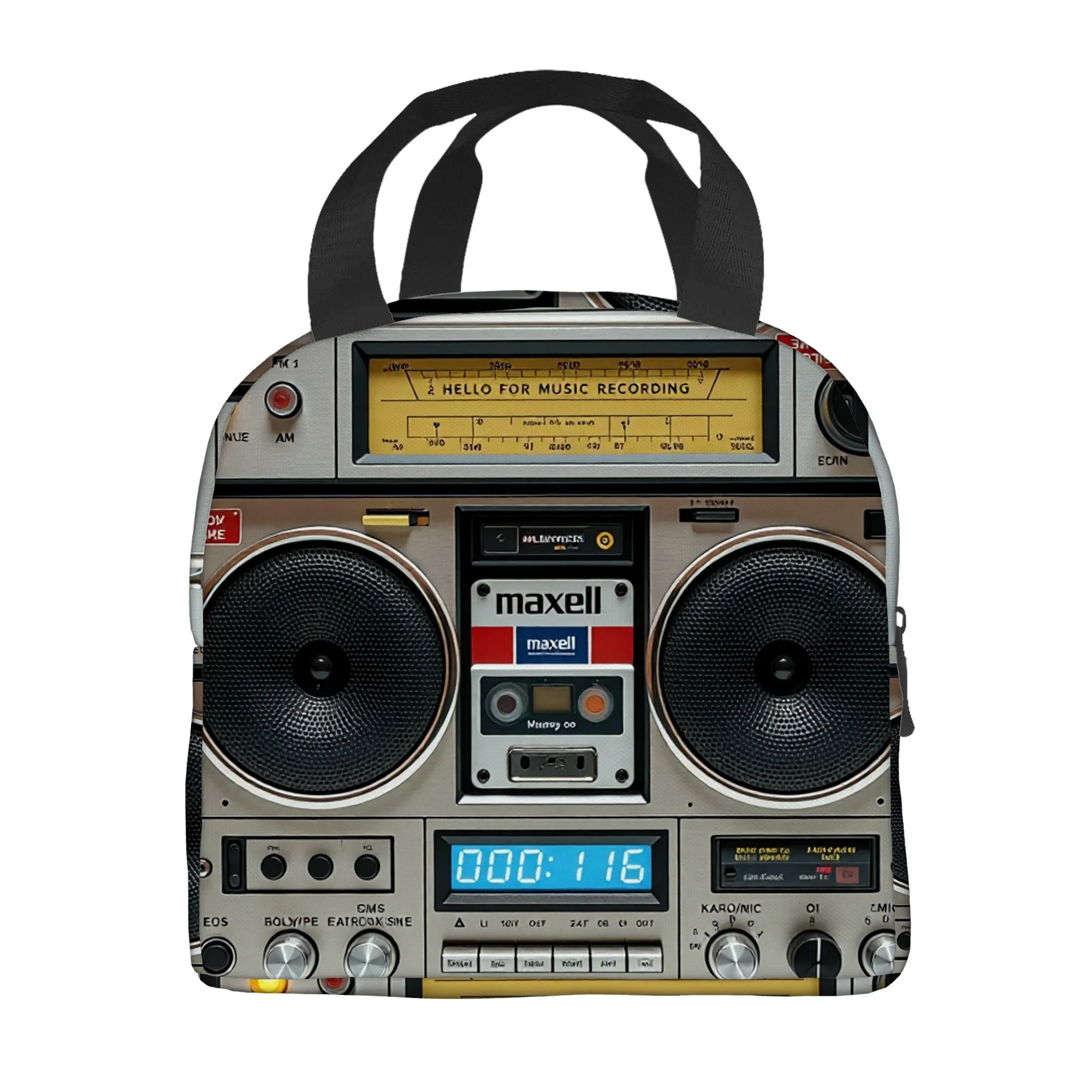 

1 шт. винтажный радиоприемник-кассетный плеер, термоизолированная сумка с принтом, не контактирующая с пищевыми продуктами, подходит для дома и ресторанов