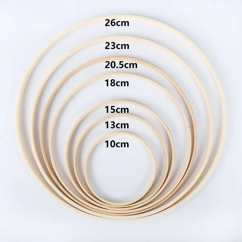 2X Dream Bamboo Rings,Wooden Circle Round Catcher DIY Hoop For Flower Wreath House Plant Decor Hanging Basket 23Cm