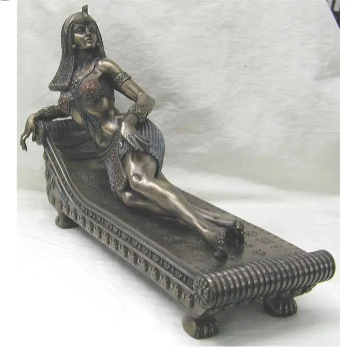 Egyptian Cleopatra Reclining Resin Statue Bronze Finish Egyptian Queen Figurine Ancient Egypt Home Decor Collectible Gift