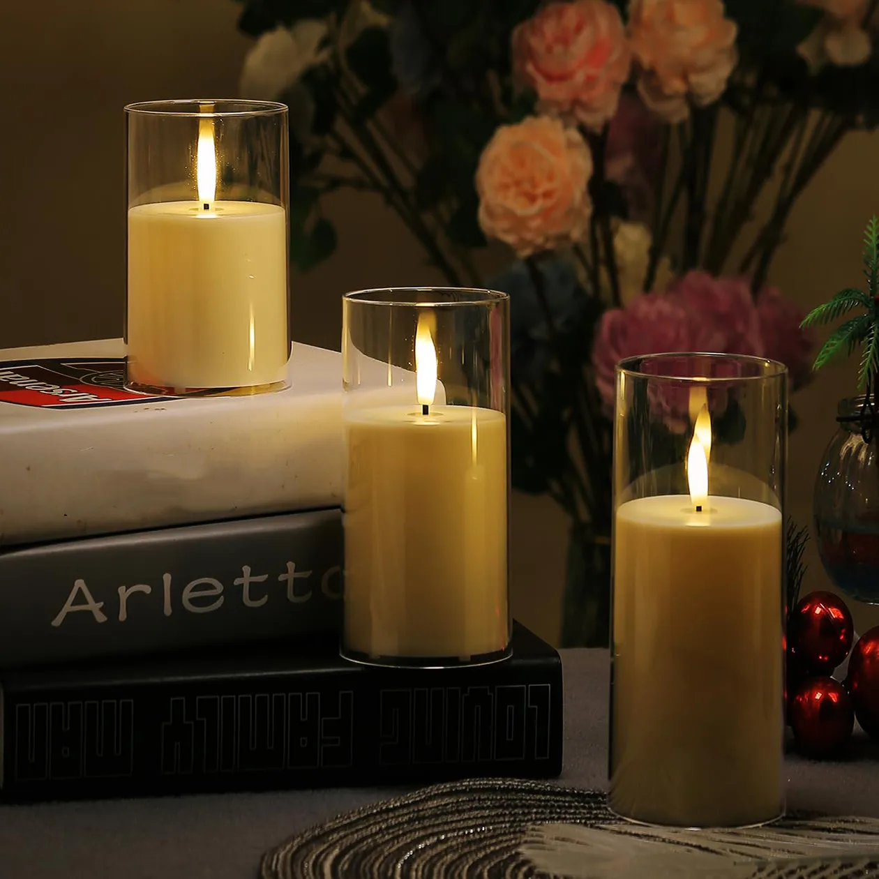 3 Stück flammen lose LED Kerzenlicht Acryl Kerzen Hochzeit warmweiß batterie betriebene Kerze Lampe Home Party Weihnachten Raum dekor