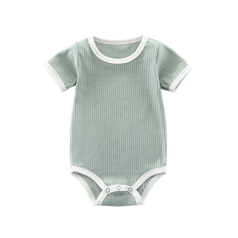 Summer Newborn Bodysuit Baby Romper Ribbed Infant Cotton Short Sleeve Body Suit Boy Girl Jumpsuits Baby Clothes One-Pieces 0-24M