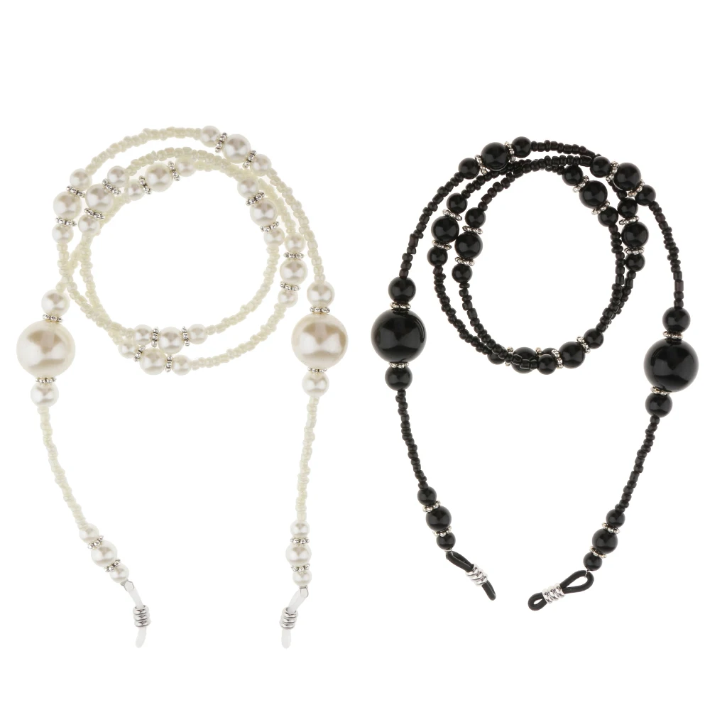 2Pcs Crystal Beads Eyeglass Chains, Cords, Holder Strap Lanyards Eyewear Retainer