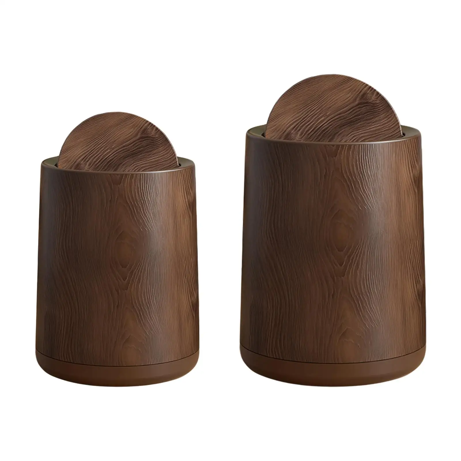 

Removable Round Trash Can Round Inner Modern Imitation Wood Garbage Container