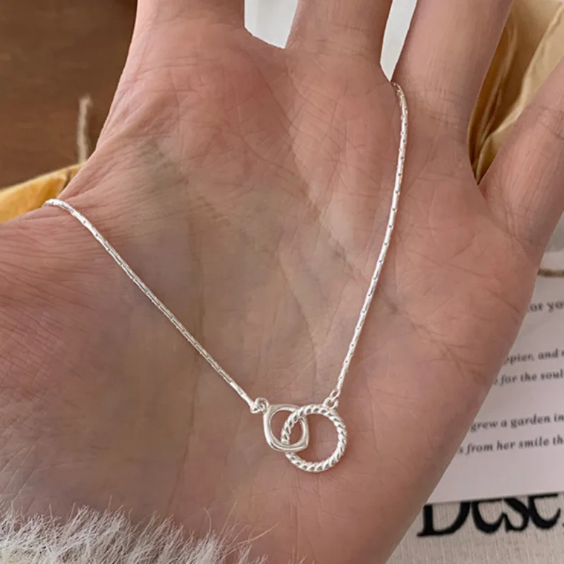 XIYANIKE Summer Korean Double Circle Necklace For Women Girl Niche Fashion New Jewelry Lady Gift Party Wedding collier femme