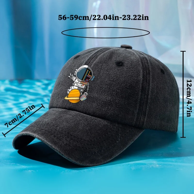 Astronaut Riding Saturn Baseball Cap Unisex Cotton Adjustable Outdoor Travel Hip-hop Cap