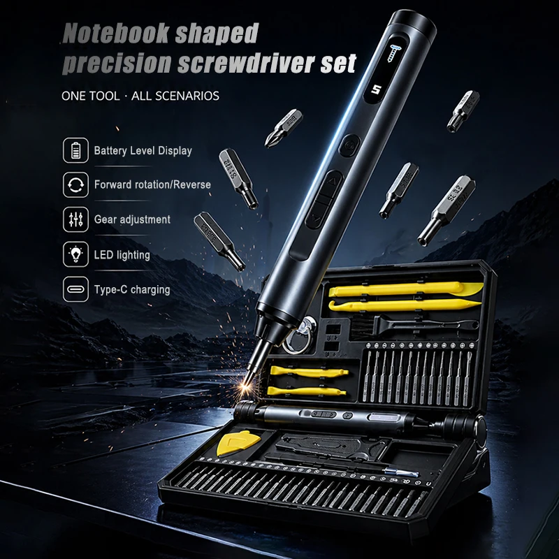 

Precision Electric Screwdriver Set Cordless Magnetic Bits Phillips Torque Tweezers PC Phone Repair Kit ﻿Manual assembly tool