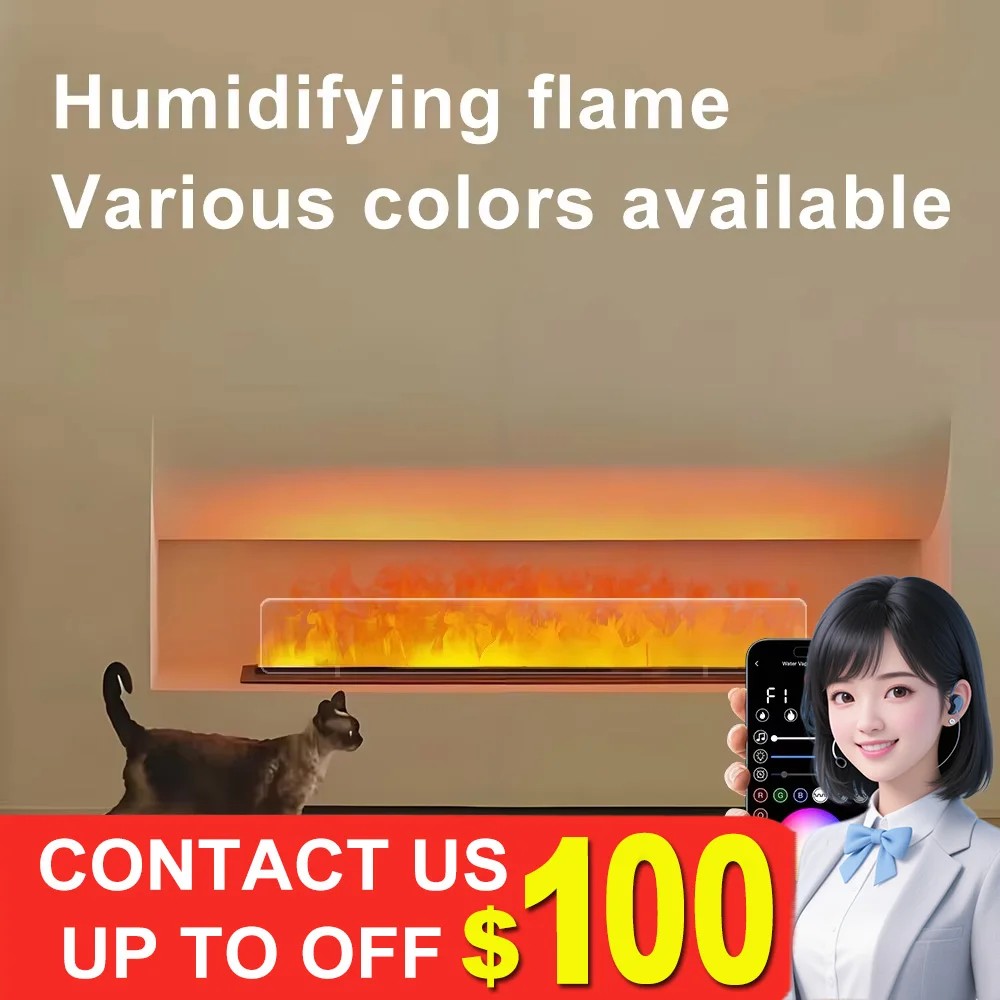 

Современный 3D светодиодный пламенный камин с туманным туманом, RGB-камин, меняющий цвет, регулируемая яркость, для домашнего/офисного декора, камин