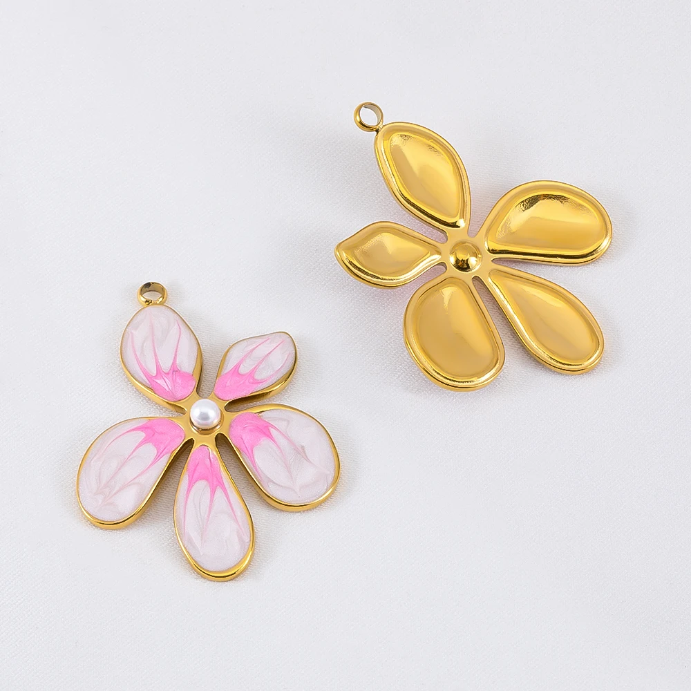 

2pcs Stainless Steel Enamel Colorful Flower Pendants Circular Petals Charms for DIY Jewelry Making Necklace Bracelet Accessories