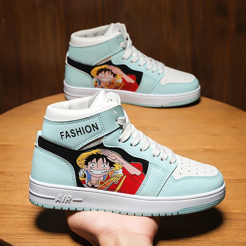 

Kawaii Anime One Piece Cartoon Cute High-Top Sneakers Monkey D. Luffy Roronoa Zoro Sneakers Men's Shoes Gift