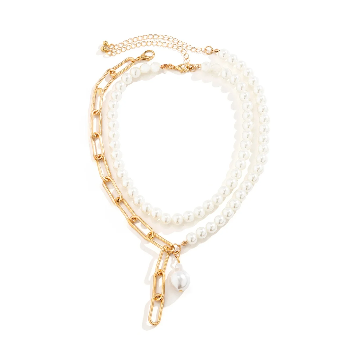 Creative Irregular Baroque Imitation Pearl Nelace Cross-Border Faion Jewelry for Women Unique Lobone Chain Accory