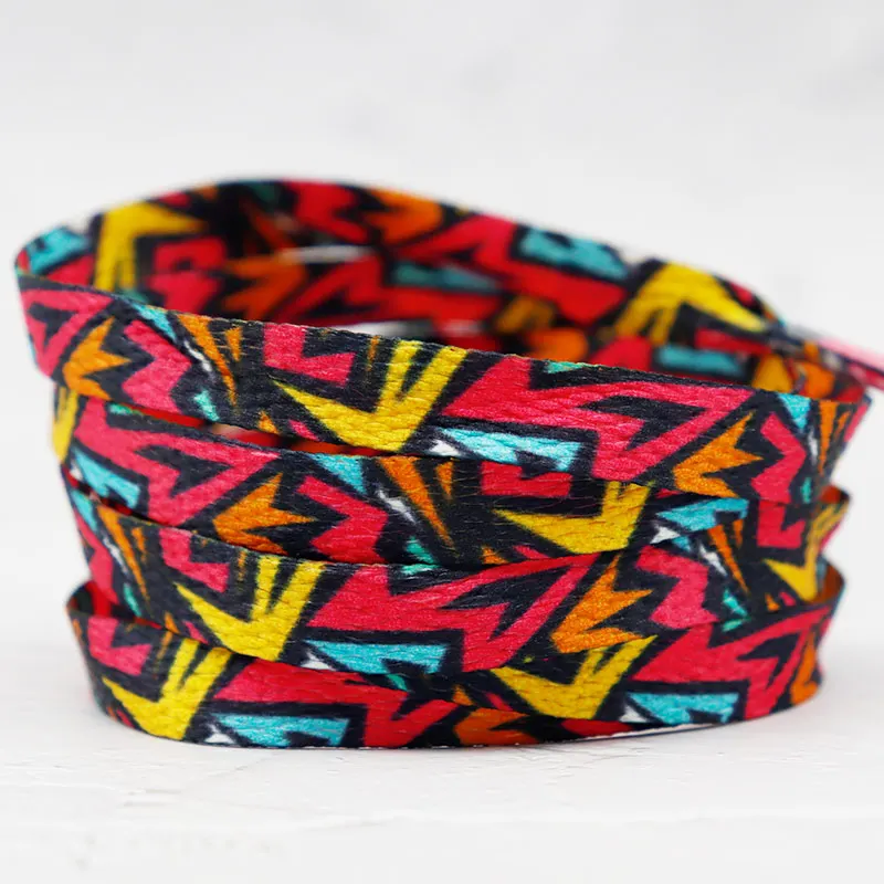 Coolstring Shoe Decoration 1CM Pretty Pattern Heat Transfer Lace Colorful Lightning Printed Flat Tape Popular Items Distribution