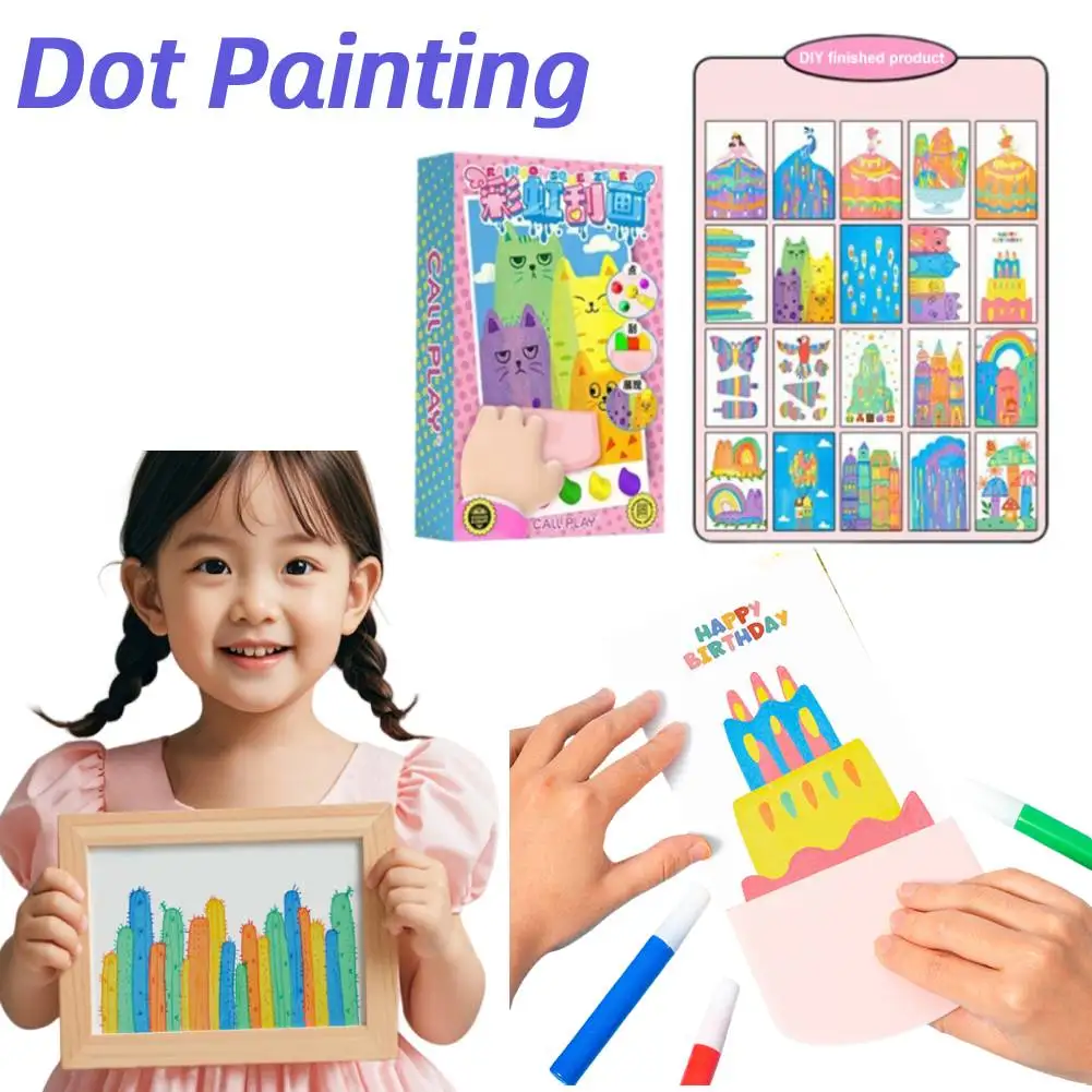 Squeegee Art Kids Paint Kit Dot Painting Art Kits DIY Rainbow Scratch Art for Kids Boys Girls Birthday Christmas Gifts