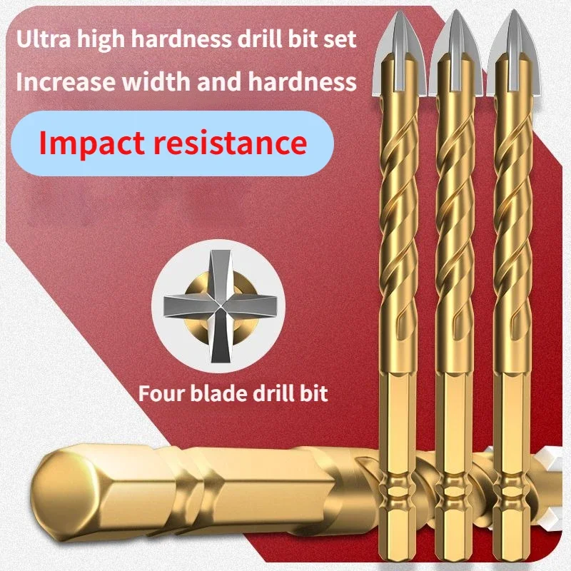 GREENER Superhard Four blade Auger Bit Double-headed Double-edged Metal Steel Ultrahard Drill Iron Drilling 6mm-12mm Drill Bits