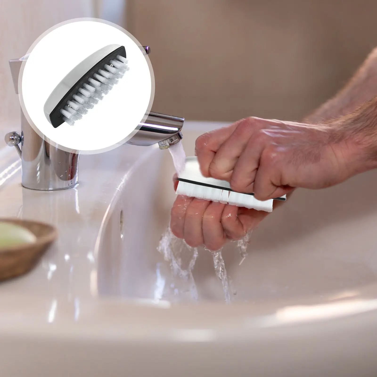 Professional Stainless Steel Nail Cleaning Brush Manicure Scrubbing Brush Handheld for Kitchen Bathroom Hand Washing Nail