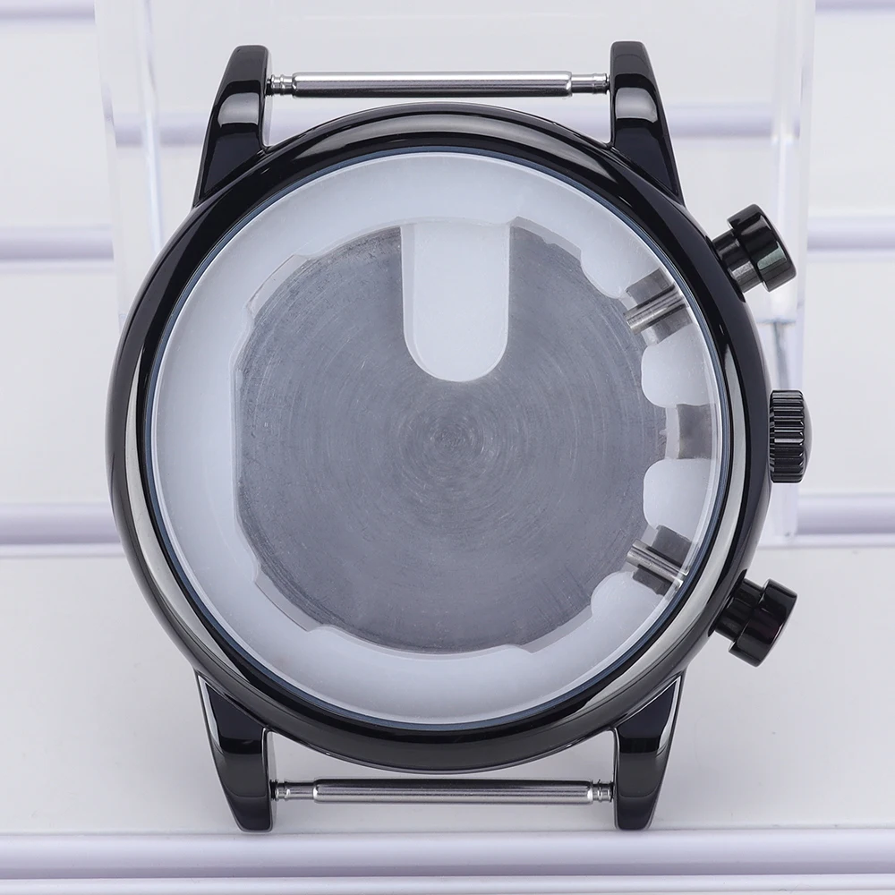 43 مللي متر ساعات رجالي 316L أجزاء الفولاذ المقاوم للصدأ لحركة JS25 الفضة/الأسود ساعة اكسسوارات مقاومة للماء 36.5 مللي متر الهاتفي