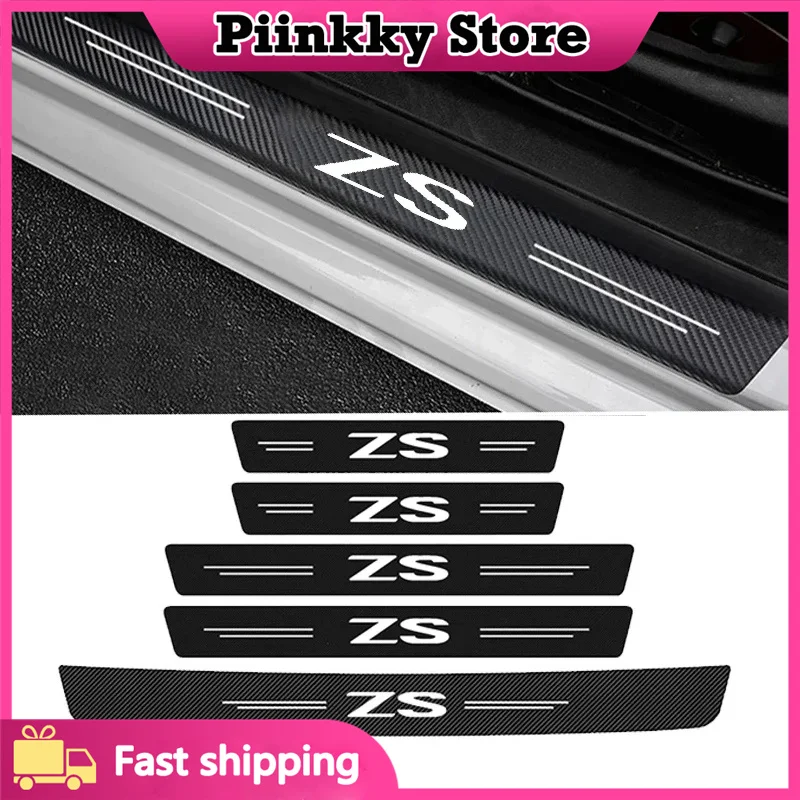 for MG ZS HS Letter Logo Car Door Sill Protector Plate Rear Trunk Bumper Strips Threshold Sticker Anti Scratch Covers