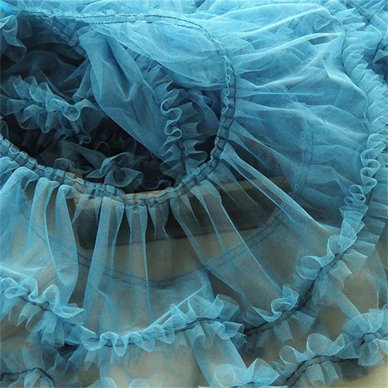 15CM wide tulle mesh 3d pleated lace fabric needlework ribbon ruffle Trim wedding dress Puffy skirt curtains DIY sewing decor