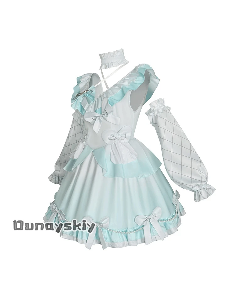 Anime PJSK disfraces de sirvienta Sexy MIKUUU azul dulce gato chica falda Lolita Halloween juego de rol disfraz camarera trajes de sirvienta