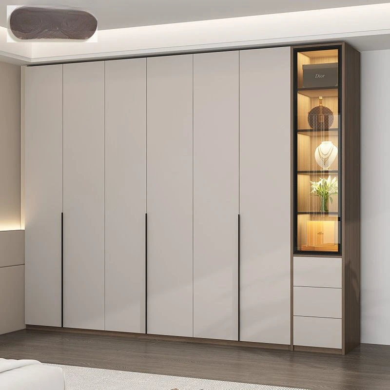 

Modern simple European pine board cabinet eight-door wardrobe new solid wood wardrobe home bedroom
