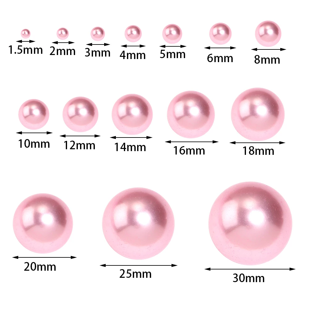 5-1000pcs Pink ABS Imitation Pearl Beads Without Hole 1.5-30mm Round Loose Beads For Jewelry Making DIY Bracelet Accessories
