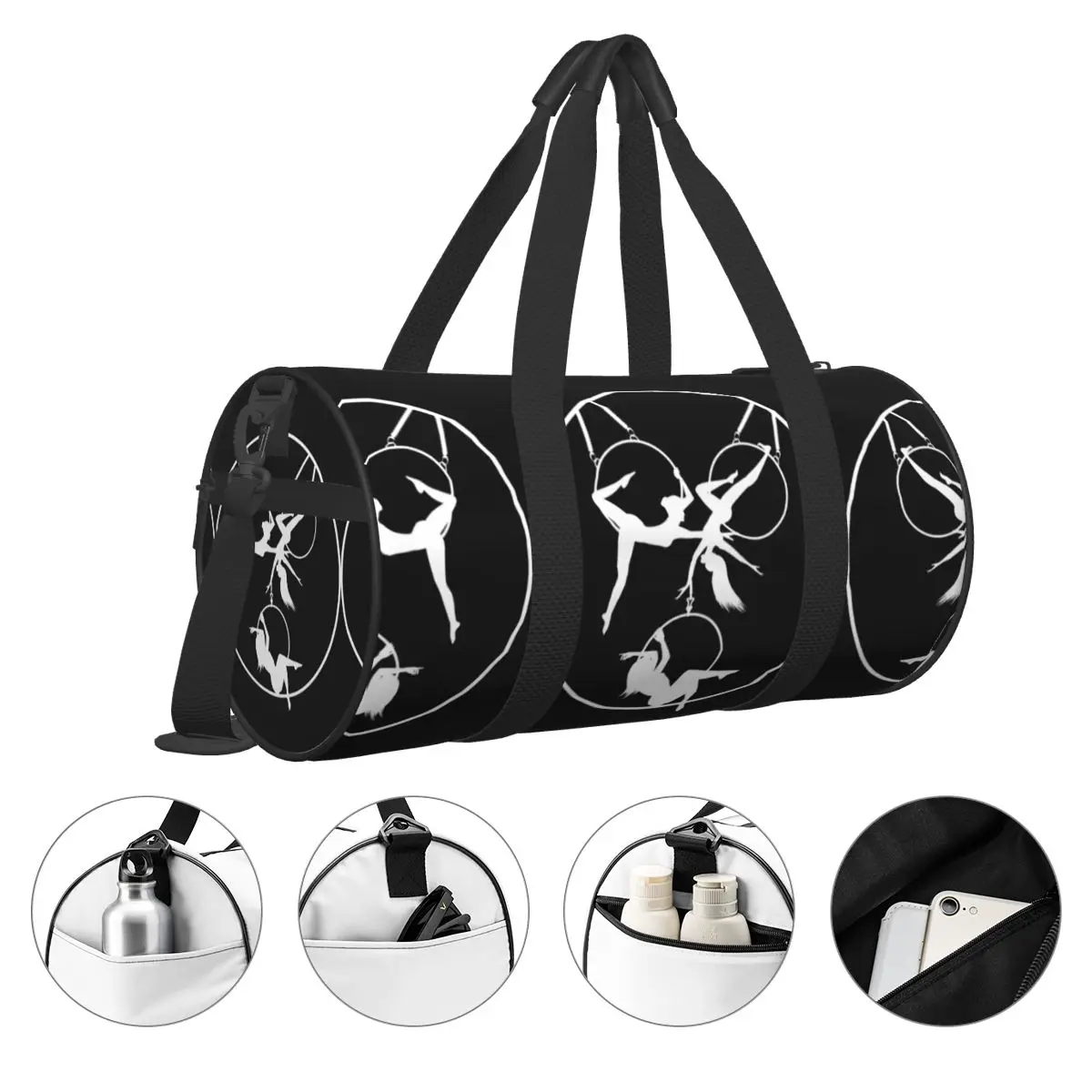 Yoga Lyra Circus Sport Bags antenna Hoop Lyra Aerialist DesignLarge Gym Bag Oxford uomo donna borsa nuoto grafica Fitness Bag