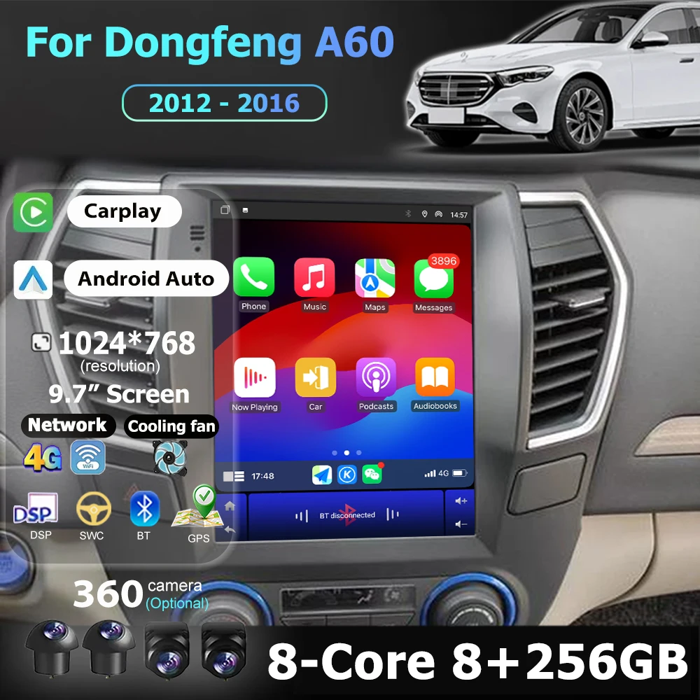

9.7 Inch For Dongfeng A60 2012 - 2016 Android 16 Auto Car Radio Multimedia Video player GPS Navigation Wireless Carplay BT DSP