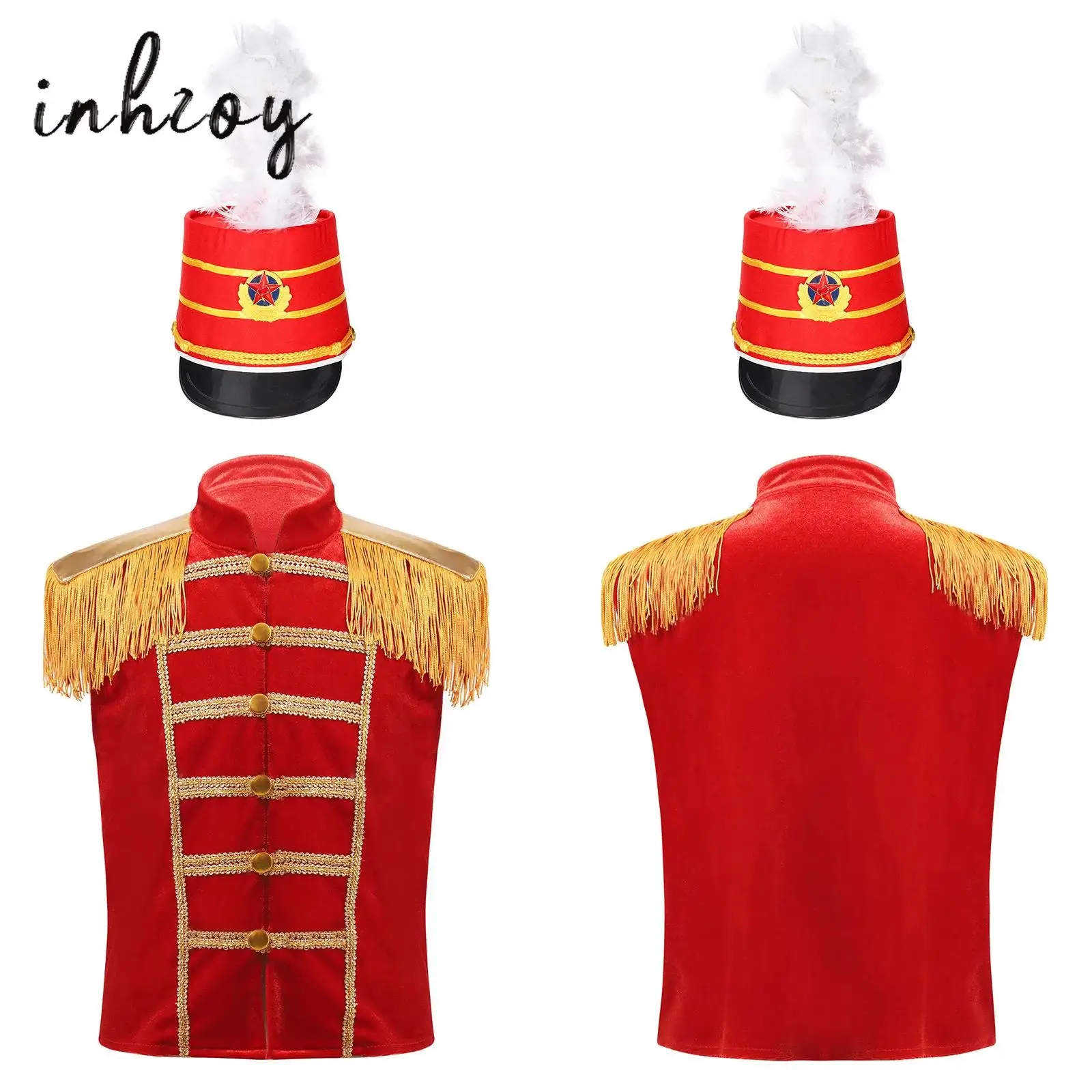 Jongens Meisjes Drum Trompet Kostuum Marching Band Major Team Uniform Royal Honor Guard Kwastje Circus Circusdirecteur Jas Vest Hoed Set