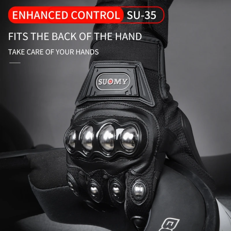 

Motorcycle Gloves Outdoor Sports Breathable Anti-slip Stainless Steel Finger Finger Touch Screen Protective Riding Gloves