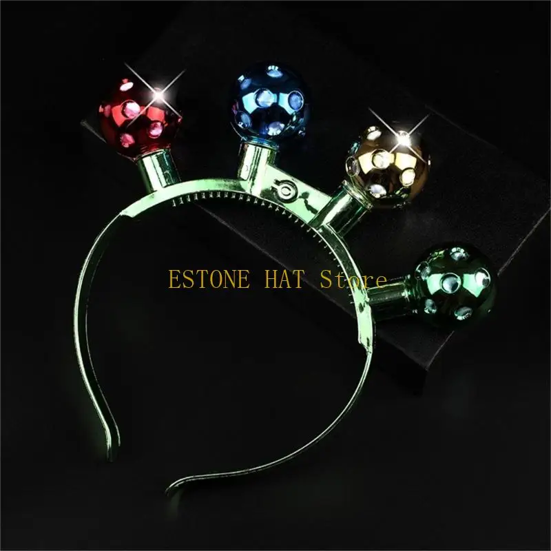 

49MF Christmas Bulb Headwear LED Headband Christmas Disco Light Up Headpiece