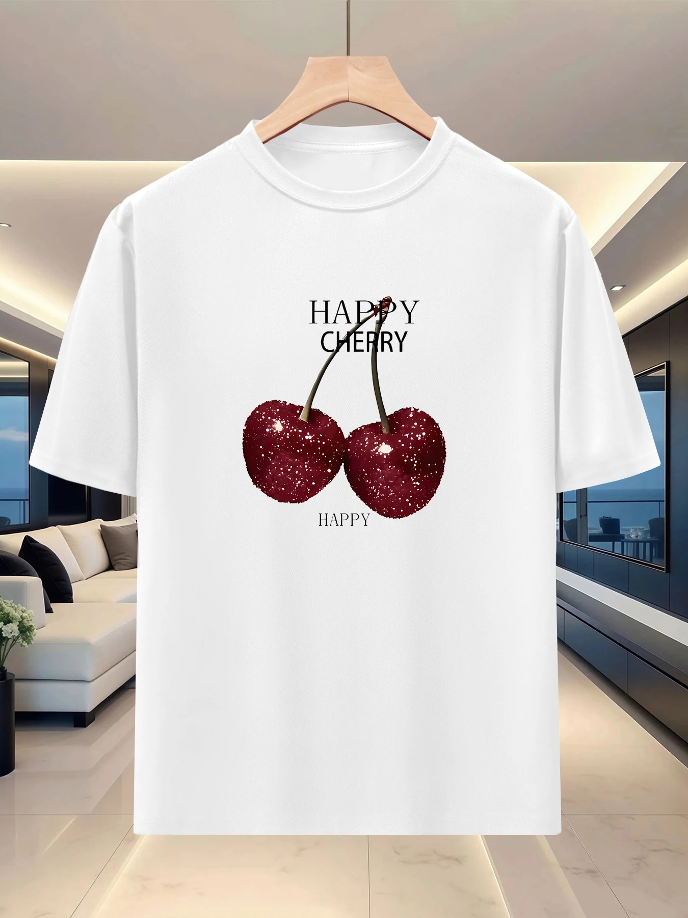 Gentle and atmospheric men's loose shoulder half sleeved travel personalized creative printed casual silhouette T-shirt