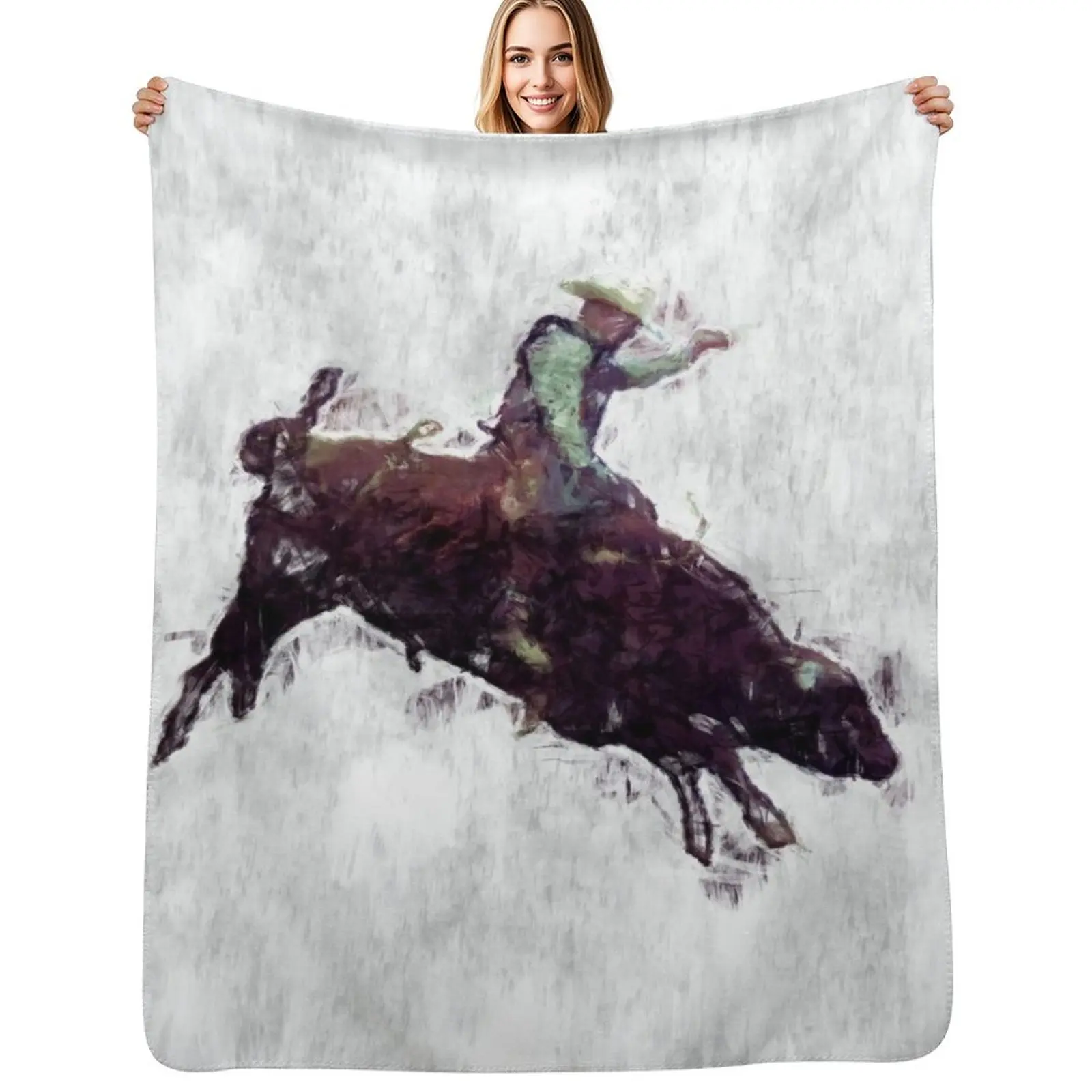 

Western-style Bull Rider Rodeo Cowboy Throw Blanket Vintage For Baby Winter beds Soft Big Blankets