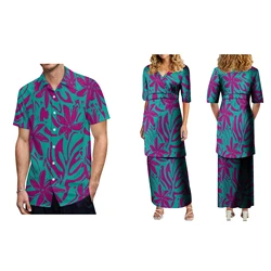 Commercio all'ingrosso personalizzato Design tribale polinesiano Samoan Puletasi Set vestito scollo a V mezza manica puretaha donne 2 pezzi Set abiti