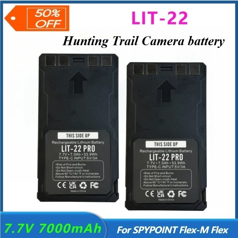 

2PCS 7.7V 7000mAh Replacement Battery for LIT-22 Hunting Trail Camera Compatible with SPYPOINT Flex-M Flex G-36 Flex-Plus Flex-S