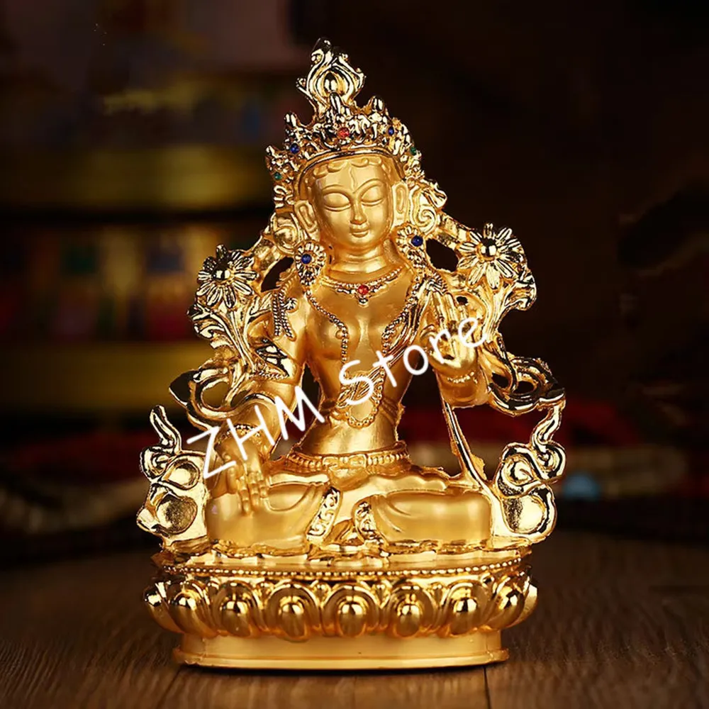 

Efficacious Green Tara Tranic Gilding 14cm Gold Buddha Alloy Metal Buddhist Suppliers Home/ Office Decorate Statue Craft