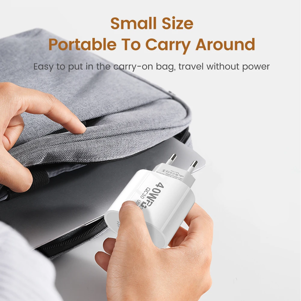 Картина 6: Сетевое зарядное устройство PD, 40 Вт, USB C, 3 порта, быстрая зарядка 3,0, адаптер питания для iPhone 12, 13 Pro, Xiaomi, Samsung