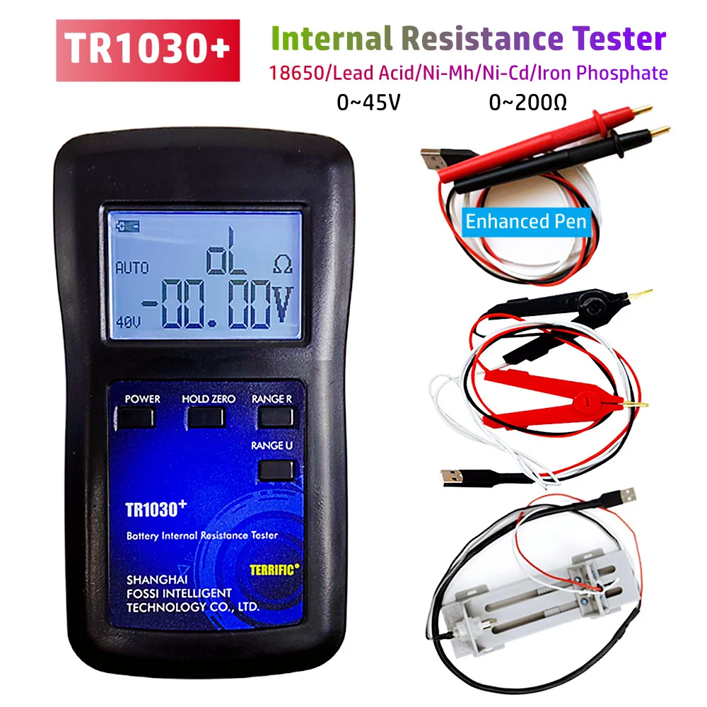 

Upgrade YR1030 0~45V Battery Internal Resistance Tester With Enhanced Pen TR1030+ 18650 Nickel Hydrogen Lead Acid Battery Tester