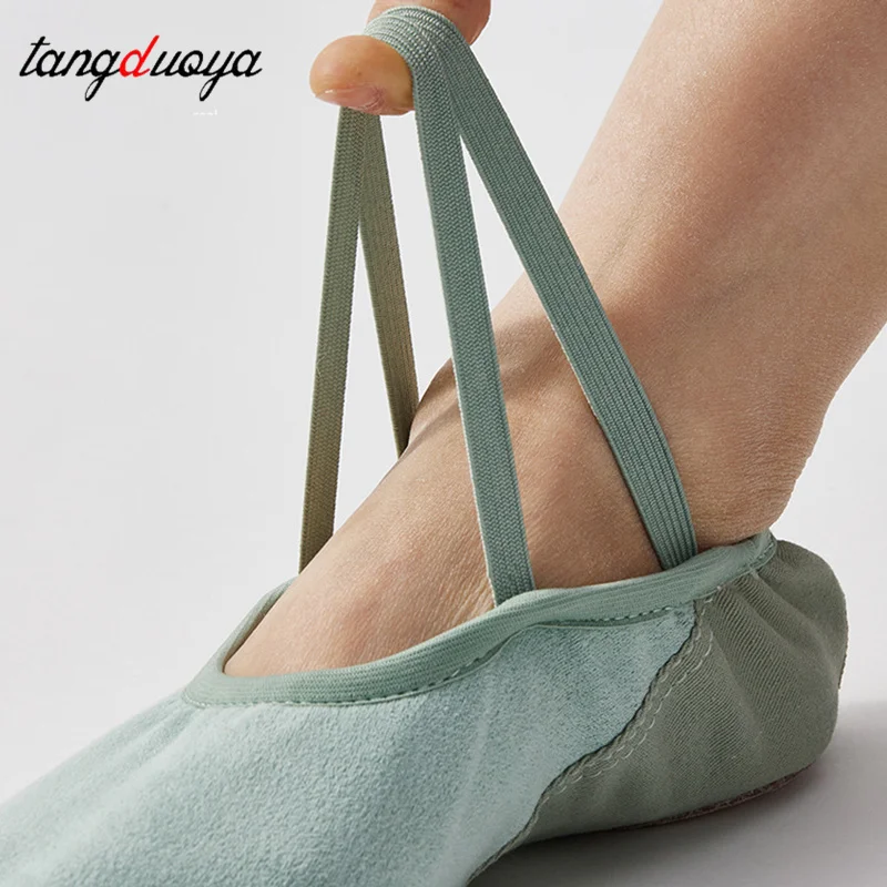 Performa-Tanzschuh für Damen, Wildleder, Samt, faltbar, Ballett-Slipper, weiche geteilte Sohle, Mädchen-PU-Leder, flache Schuhe, Training, Praxis, Yoga