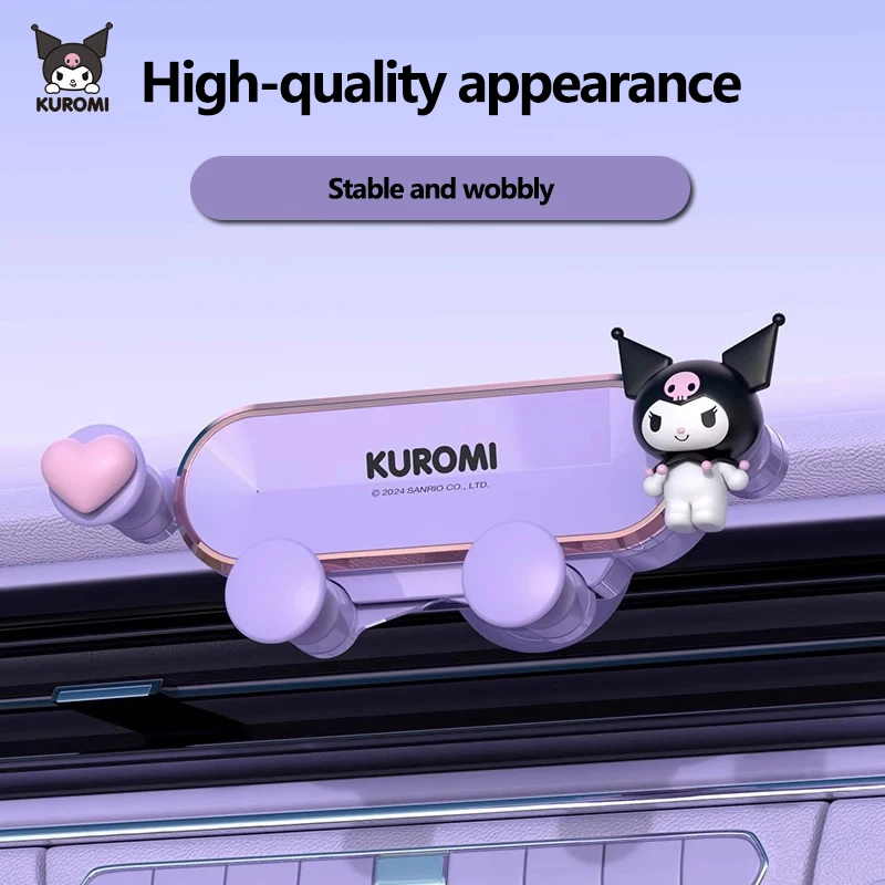 

Держатель для телефона в машину Kuromi: милый мультяшный дизайн, гравитационное крепление на воздуховод, универсальный автомобильный кронштейн