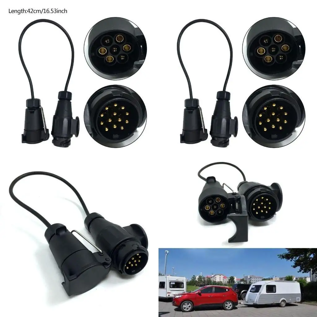 6XDF 7 Pin To 13 Pin Trailer Adapter Converter With Cable Wiring 12V Plug Socket