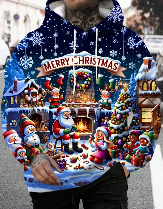 

Casual Hood Sweatshirt 3D Print Hoodie Christmas Hooded Long Sleeve streetwear Sweatshirt Oversized pullover Man Hoodies