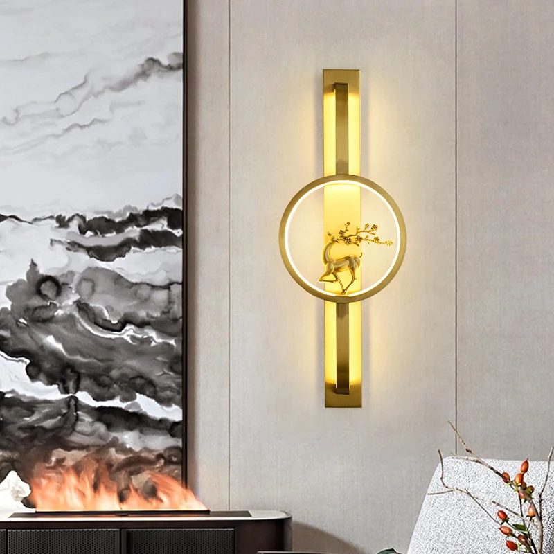 8M Brass Wall Lamp LED Modern Luxury Sconce Light Interior Decoration Household Bedroom Bedside Living Room Corridor Lightin