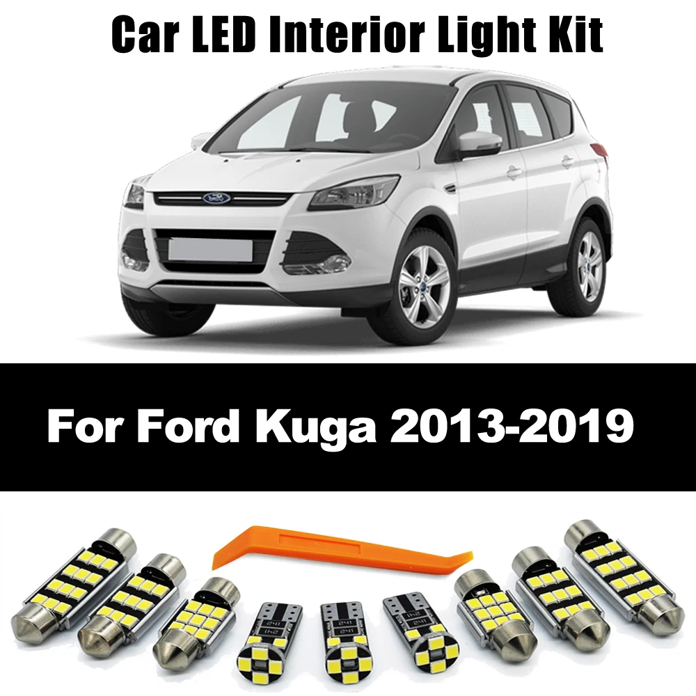 14Pcs Canbus No Error LED Bulb Interior Dome Map Reading Overhead Trunk Light For Ford Kuga 2013 2014 2015 2016 2017 2018 2019