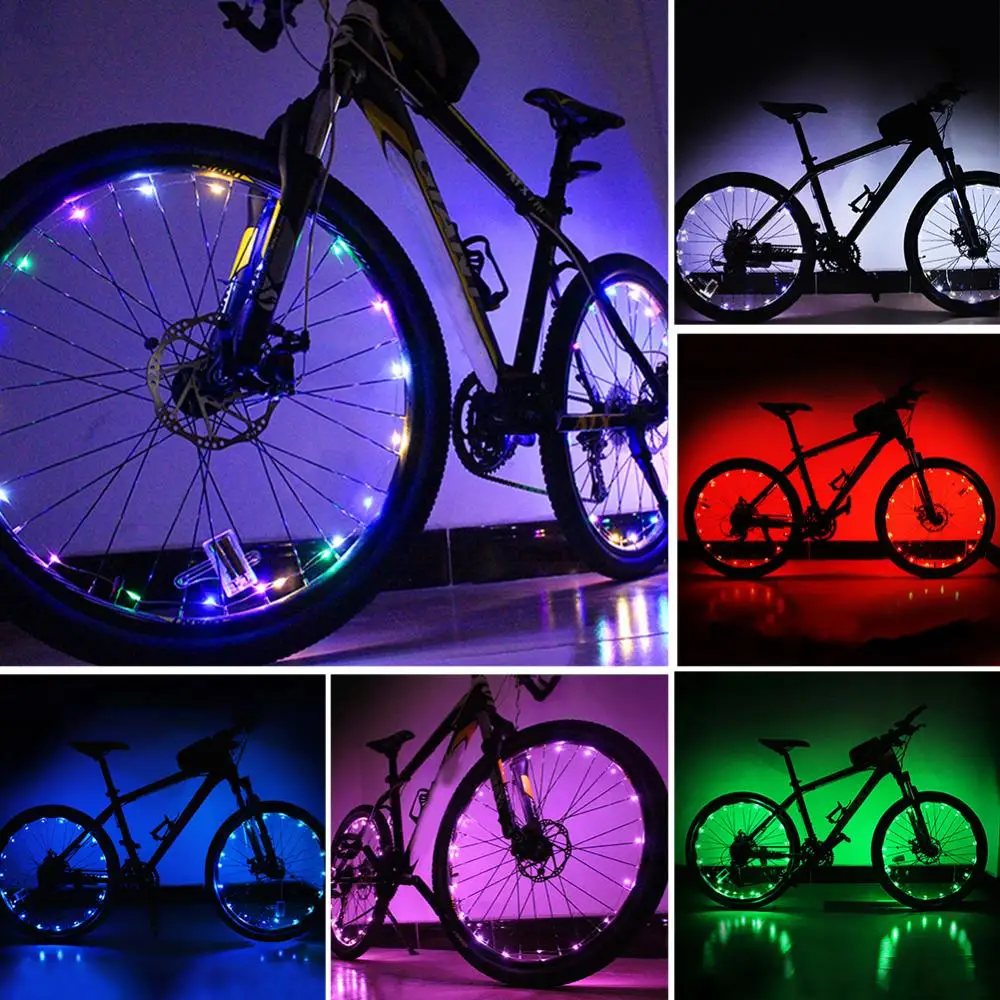 Bicycle Bike Cycling Safety Wheel Spoke Wire Tire Valve LED Light Colorful Lamp