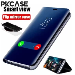 PKCASE Smart Mirror Flip Phone Case For Redmi 15C 14C 14R Note 14 Pro Plus Shockproof Leather Bracket Cover