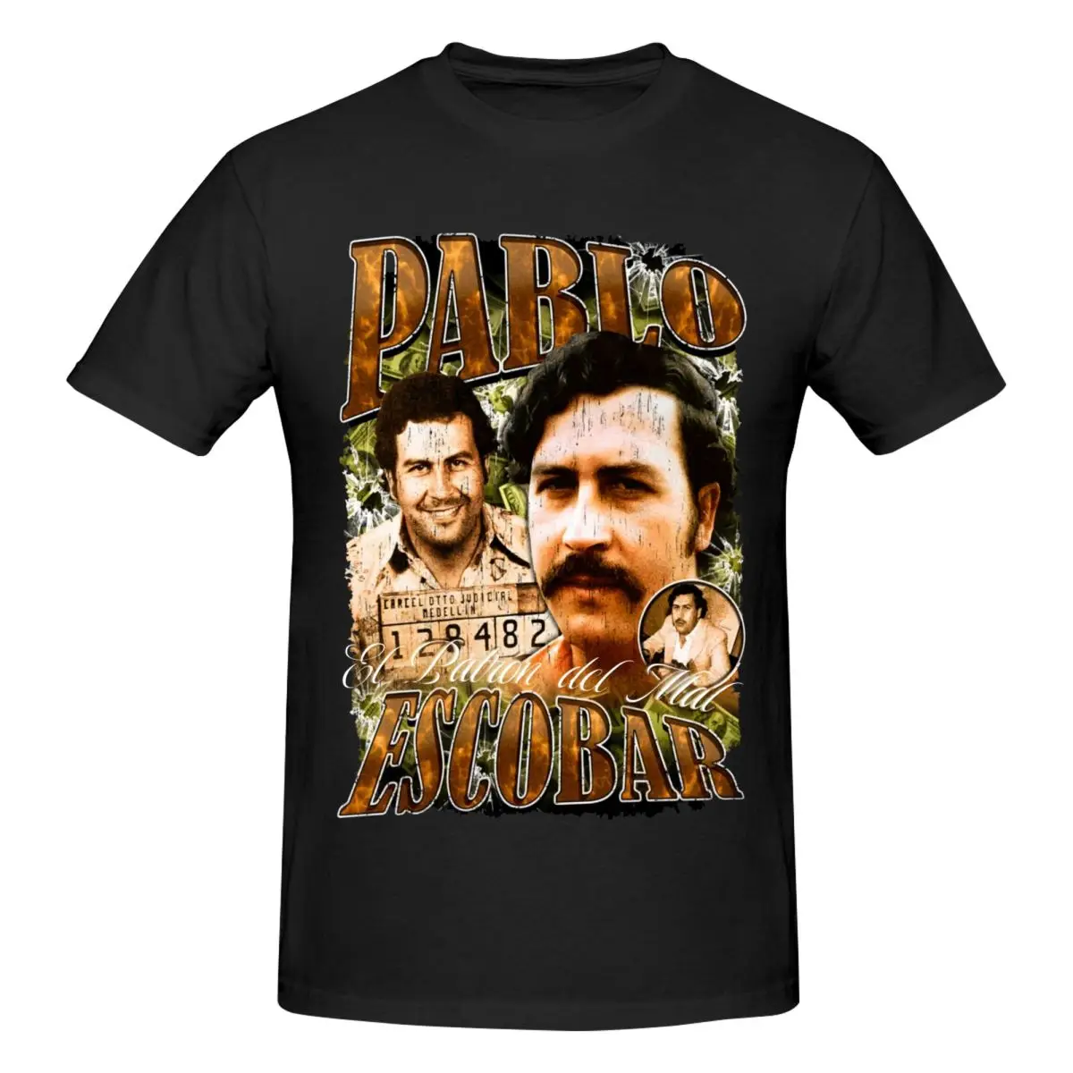 Men Pablo Escobar Vintage T Shirt Streetwear Plus Size Cotton Custom Sleeve T Shirt Homme