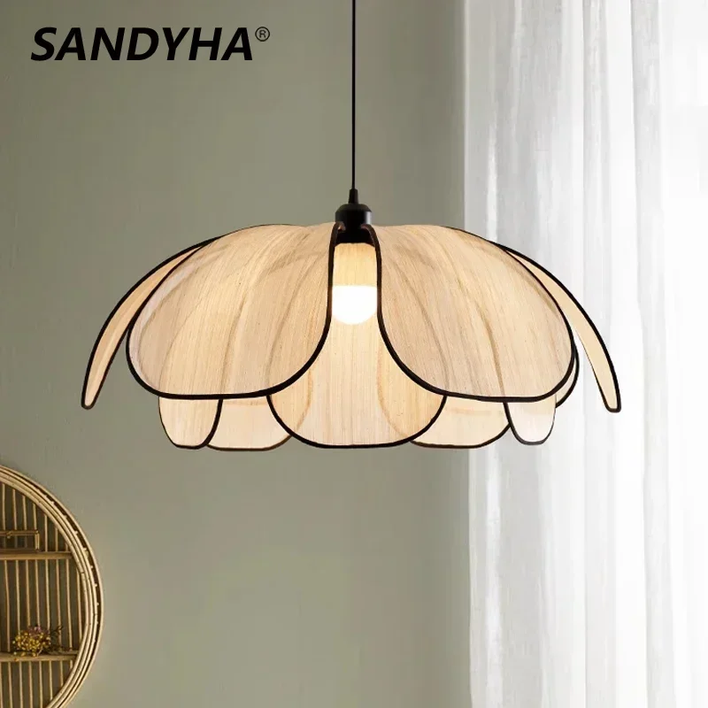 

SANDYHA Nordic Pendant Lights Fabric Art Petals Design Led Lamp Living Room Bedroom Decoration Dining Table Lighting Fixtures