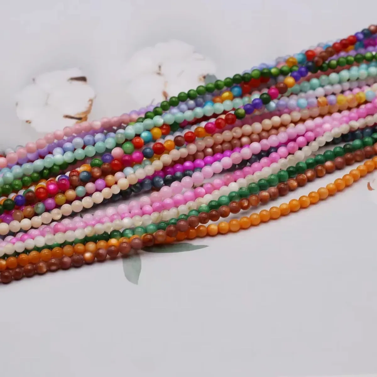 3-3.5mm Colorful Natural Freshwater Shells Round Loose Spacer Beads for Jewelry Making DIY Necklace Bracelet Accessory Gift 38cm