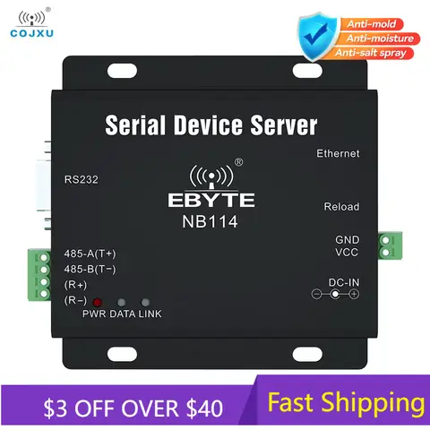 UART to Ethernet Serial Server RS485 RS422 RS232 RJ45 MQTT HTTP TCP RTU UDP PLC Cojxu NB114 Long Distance Modbus Gateway Modem